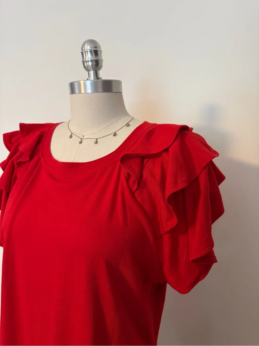 Red Ruffle Sleeve Top - Picture 2 of 4